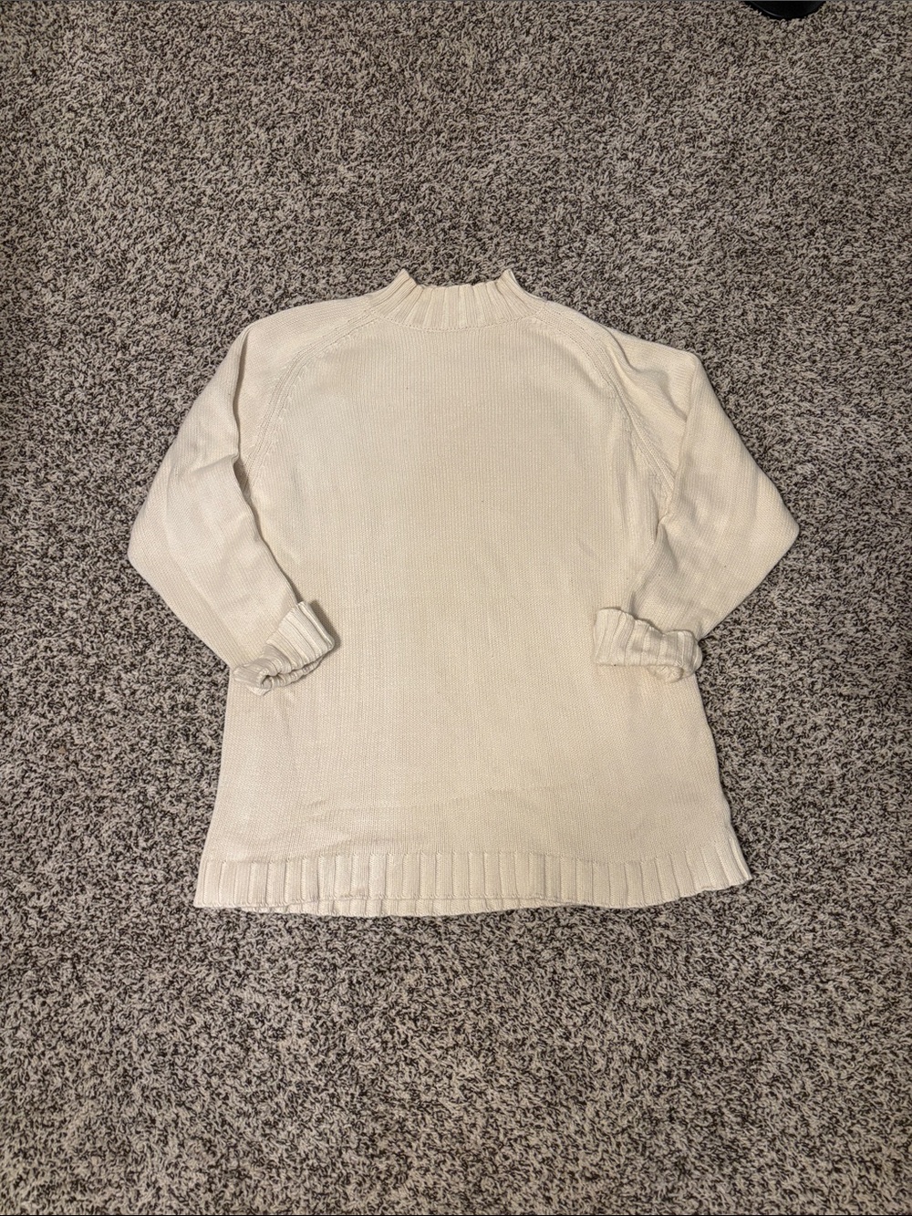 Women’s Very Oversized Cream Knit Mock-Neck Sweater Top/Dress 100% Cotton